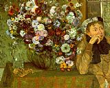 Famous Chrysanthemums Paintings - Madame Valpinon with Chrysanthemums